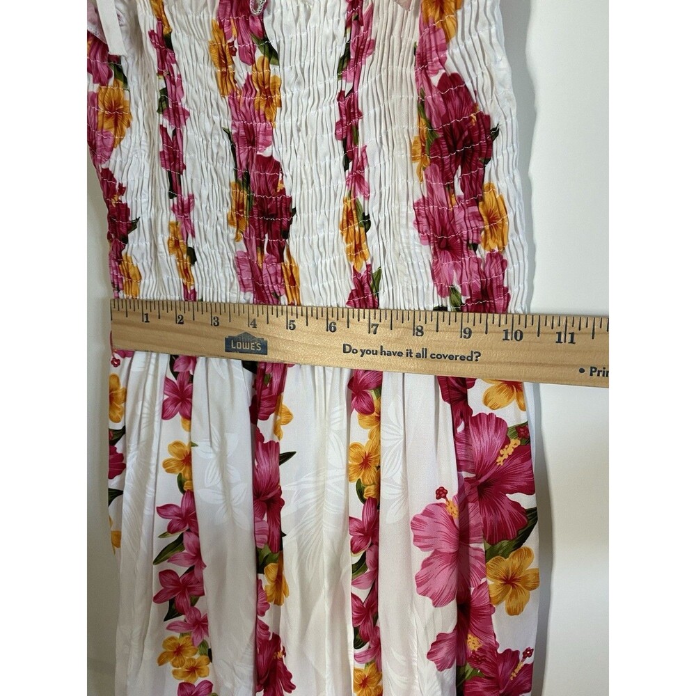 Vintage Paradise Bay Hawaiian Smocked Maxi Dress - 100% Rayon, Made Hawaii - Picture 6 of 11